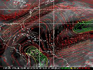 Météo tropicale : Carte des vents de cisaillement.