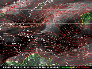 Météo tropicale : Carte des vents de cisaillement.