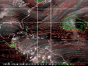 Météo tropicale : Carte des vents de cisaillement.