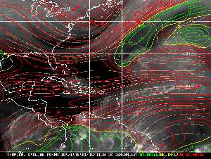 Météo tropicale : Carte des vents de cisaillement.