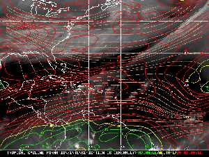 Météo tropicale : Carte des vents de cisaillement.