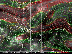 Météo tropicale : Carte des vents de cisaillement.