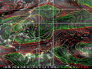 Météo tropicale : Carte des vents de cisaillement.