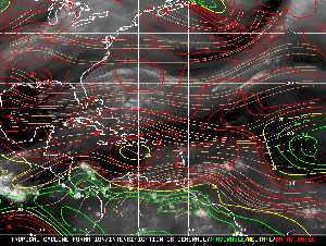 Météo tropicale : Carte des vents de cisaillement.