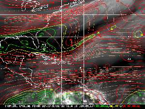 Météo tropicale : Carte des vents de cisaillement.