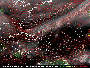 Météo tropicale : Carte des vents de cisaillement.