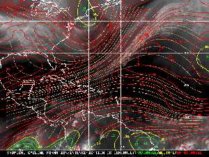 Météo tropicale : Carte des vents de cisaillement.
