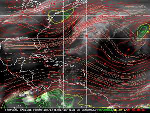 Météo tropicale : Carte des vents de cisaillement.