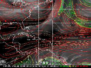 Météo tropicale : Carte des vents de cisaillement.