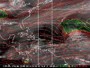 Météo tropicale : Carte des vents de cisaillement.