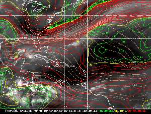 Météo tropicale : Carte des vents de cisaillement.