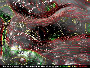 Météo tropicale : Carte des vents de cisaillement.