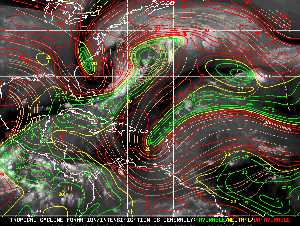 Météo tropicale : Carte des vents de cisaillement.