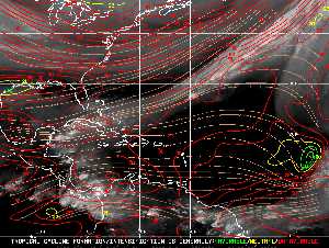 Météo tropicale : Carte des vents de cisaillement.