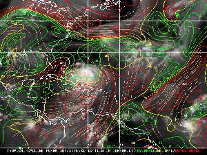 Météo tropicale : Carte des vents de cisaillement.