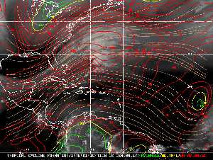 Météo tropicale : Carte des vents de cisaillement.