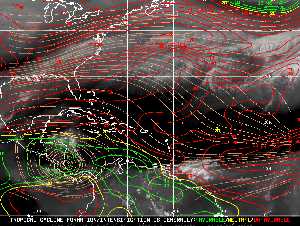 Météo tropicale : Carte des vents de cisaillement.