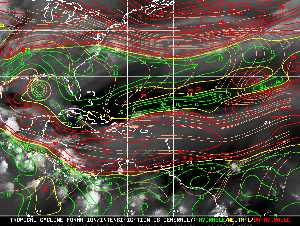 Météo tropicale : Carte des vents de cisaillement.