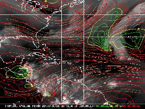 Météo tropicale : Carte des vents de cisaillement.
