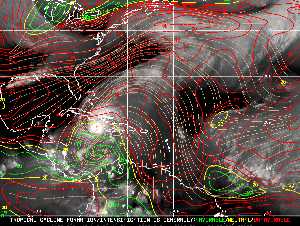 Météo tropicale : Carte des vents de cisaillement.
