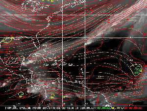 Météo tropicale : Carte des vents de cisaillement.