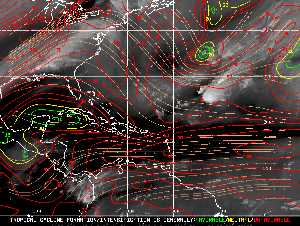 Météo tropicale : Carte des vents de cisaillement.