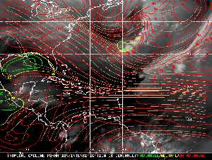 Météo tropicale : Carte des vents de cisaillement.
