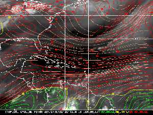 Météo tropicale : Carte des vents de cisaillement.