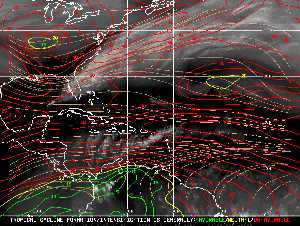 Météo tropicale : Carte des vents de cisaillement.