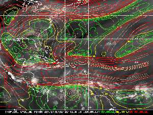 Météo tropicale : Carte des vents de cisaillement.