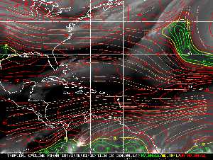 Météo tropicale : Carte des vents de cisaillement.