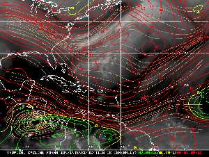 Météo tropicale : Carte des vents de cisaillement.