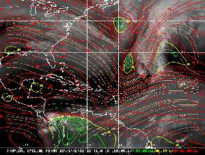 Météo tropicale : Carte des vents de cisaillement.