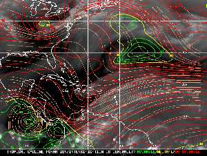Météo tropicale : Carte des vents de cisaillement.