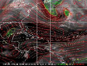 Météo tropicale : Carte des vents de cisaillement.