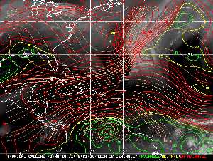 Météo tropicale : Carte des vents de cisaillement.