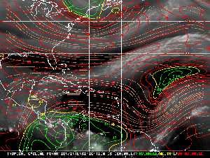Météo tropicale : Carte des vents de cisaillement.