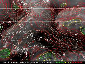Météo tropicale : Carte des vents de cisaillement.