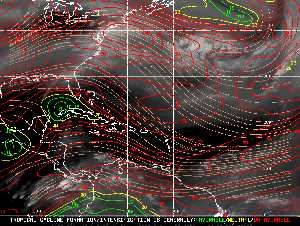 Météo tropicale : Carte des vents de cisaillement.