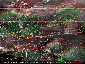 Météo tropicale : Carte des vents de cisaillement.