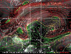 Météo tropicale : Carte des vents de cisaillement.