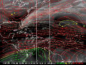 Météo tropicale : Carte des vents de cisaillement.
