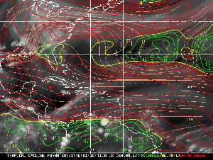 Météo tropicale : Carte des vents de cisaillement.