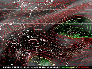 Météo tropicale : Carte des vents de cisaillement.