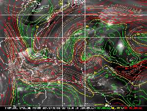 Météo tropicale : Carte des vents de cisaillement.