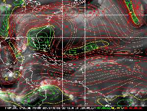 Météo tropicale : Carte des vents de cisaillement.