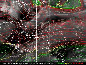 Météo tropicale : Carte des vents de cisaillement.