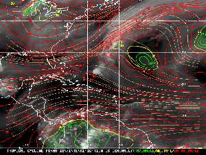 Météo tropicale : Carte des vents de cisaillement.