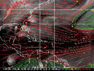 Météo tropicale : Carte des vents de cisaillement.
