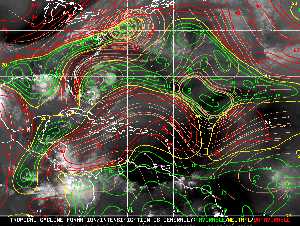 Météo tropicale : Carte des vents de cisaillement.